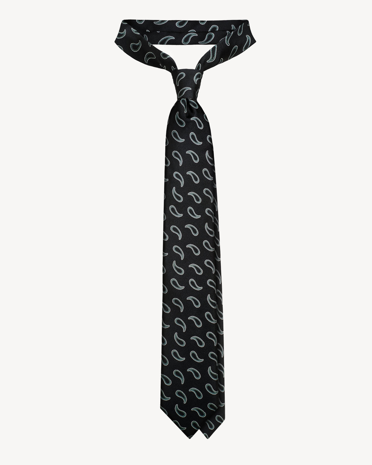 Black paisley self-tipped silk necktie – Gherkin