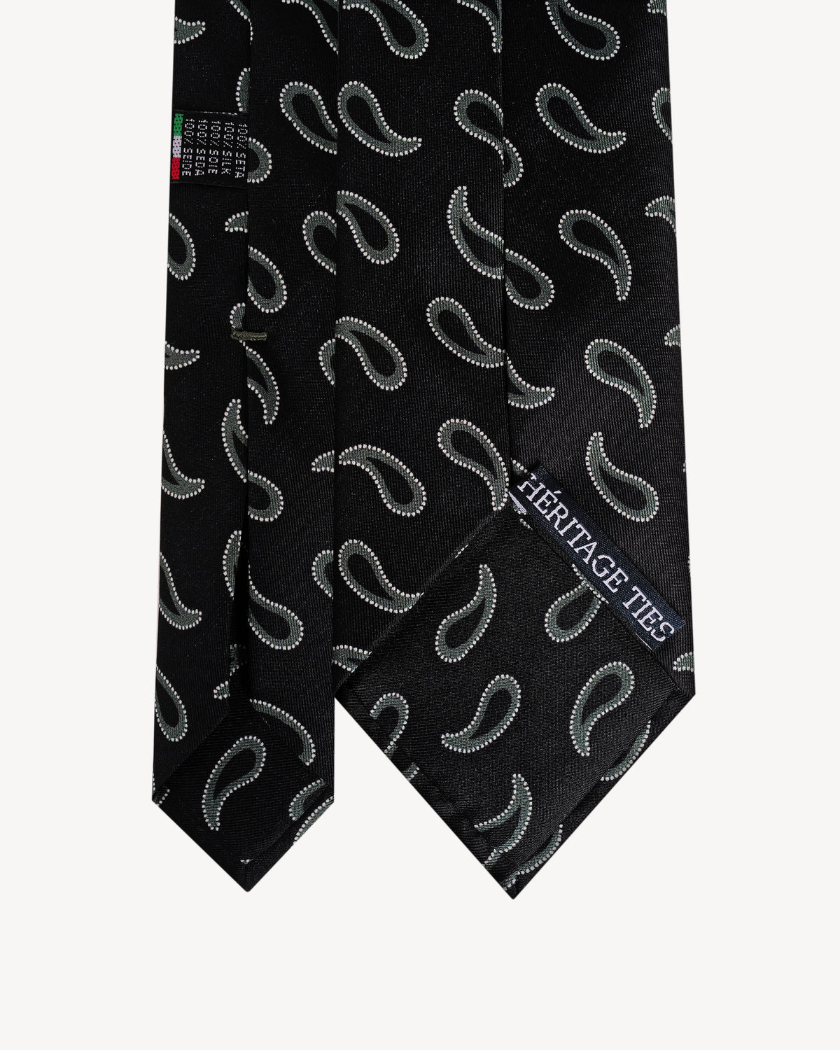 Black paisley self-tipped silk necktie – Gherkin