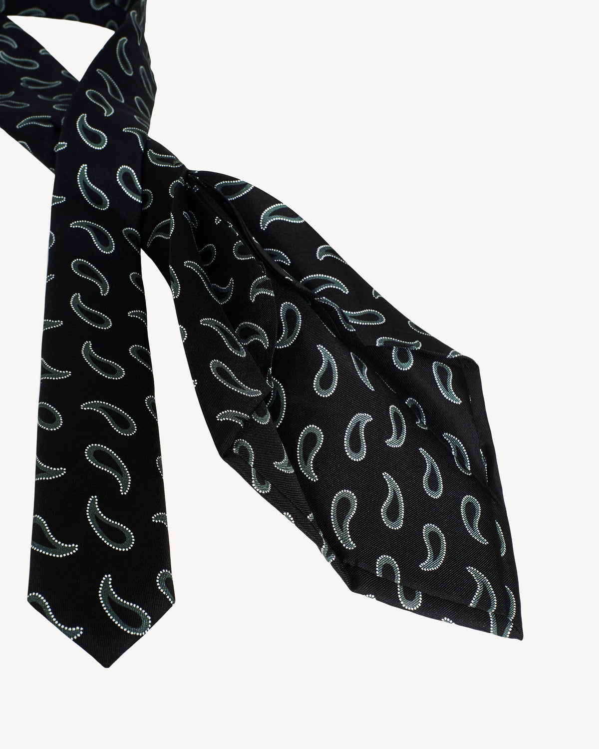 Black paisley self-tipped silk necktie – Gherkin