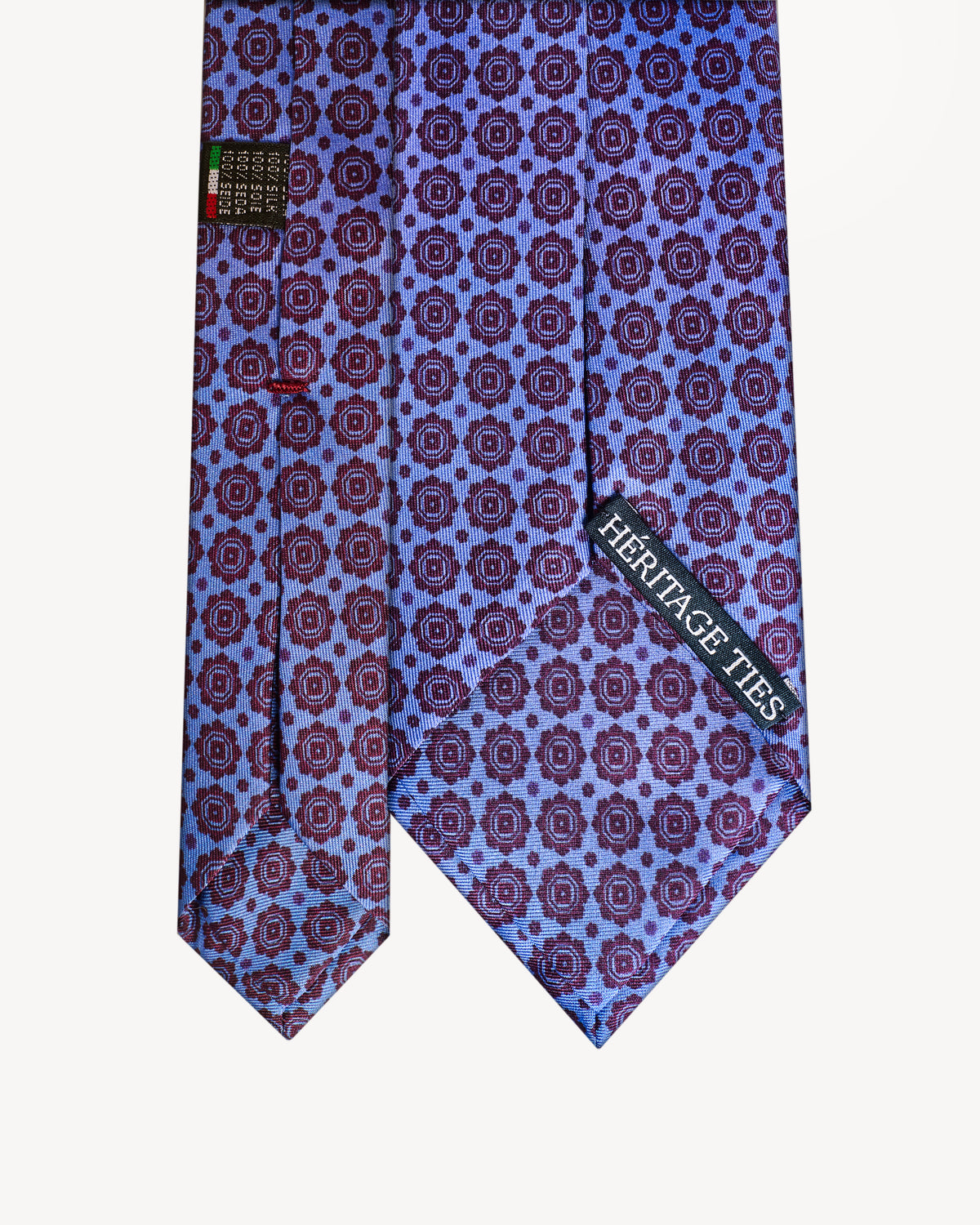 Medallion self-tipped silk necktie – Blue ambrosia