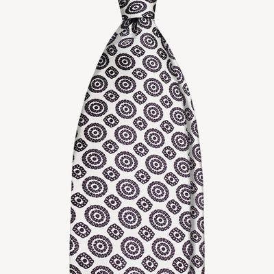 Medallion self-tipped silk necktie - Matterhorn
