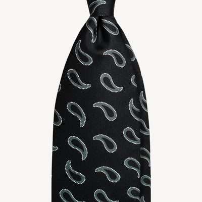 Black paisley self-tipped silk necktie – Gherkin