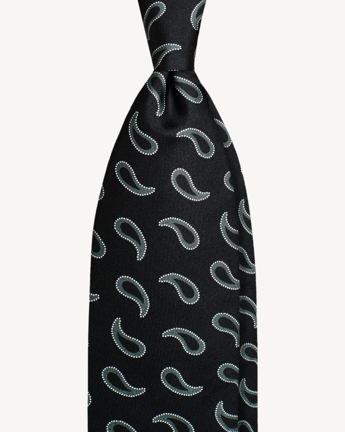 Black paisley self-tipped silk necktie – Gherkin