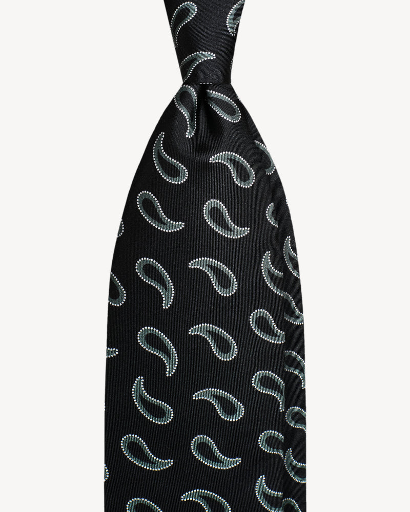 Black paisley self-tipped silk necktie – Gherkin