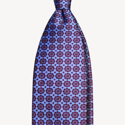 Medallion self-tipped silk necktie – Blue ambrosia